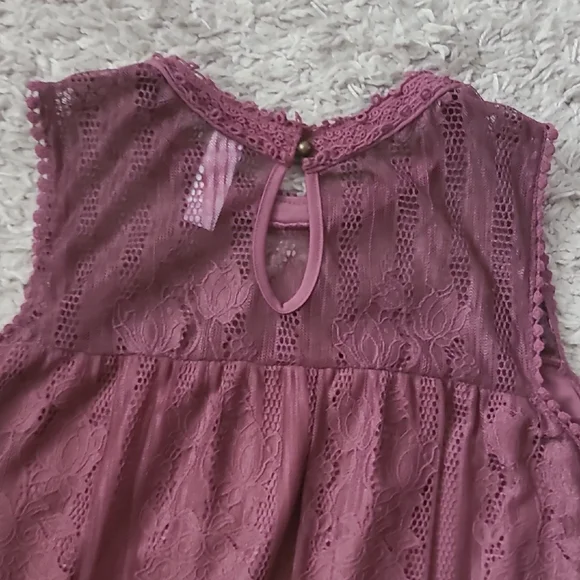 XXXL Sleeveless Lace Women's Dress - Burgundy - Picture 7 of 13